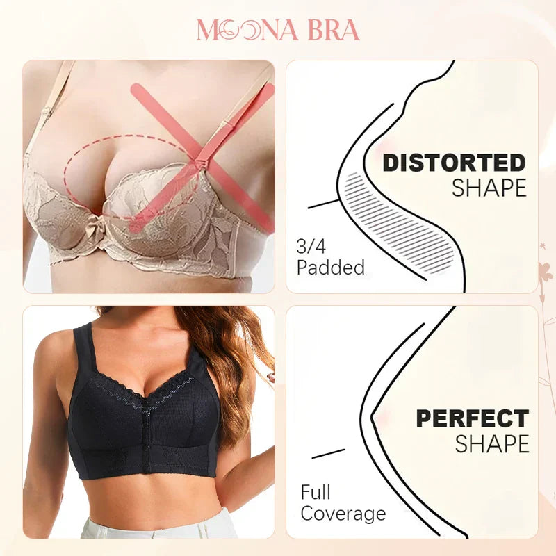 Moona Bra - Front Closure Breathable Bra for Seniors - Hot Sale 50% Off