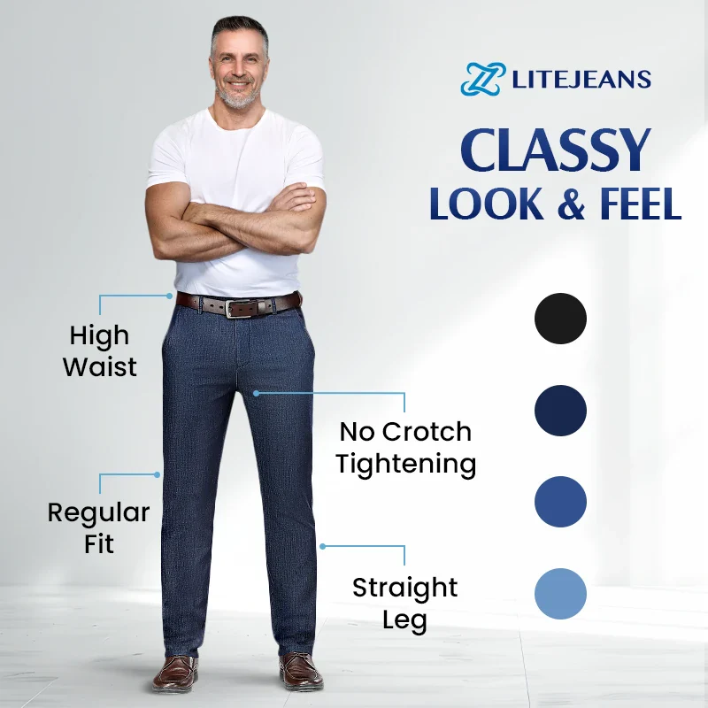 LiteJeans - Men's Super Lightweight High Waisted Straight-Leg Jeans