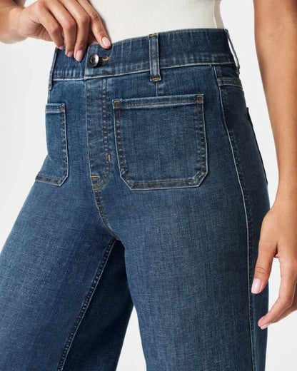 Tummy Control Cropped Wide-Leg Jeans