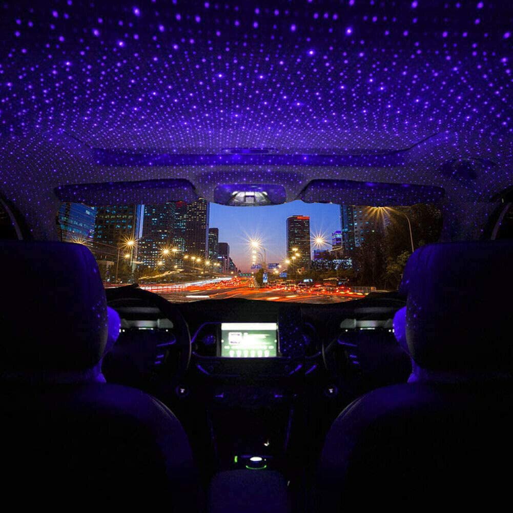 USB car Full Star Atmosphere Light Starlight Projection Night Light LED Interior Light Starry Night Light Modified car Interior Decoration - Plug and Play (Blue)